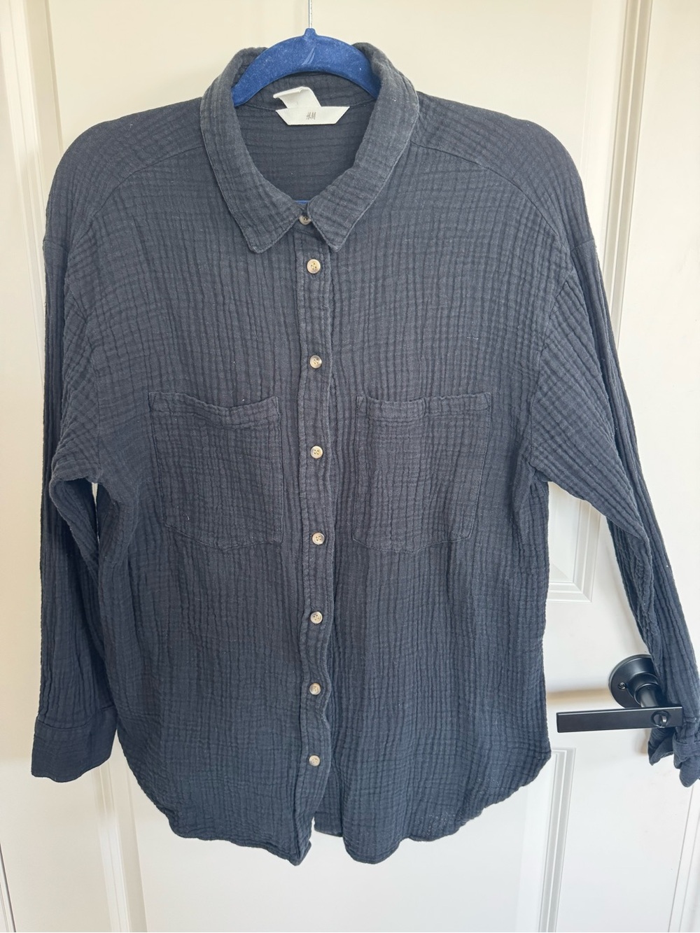 H&M Black Women’s Button-Down Gauze Shirt